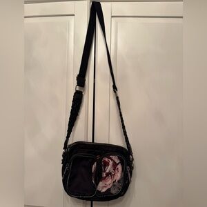 L.A.M.B. Floral Pink Rose Crossbody Nylon Bag